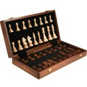 Træfoldeligt skakspil 39 x 39 x 2,5 cm Traditionelt klassisk brætspil Skakbræt med et sæt brikker Foldeligt design Spil til 2 spillere 4