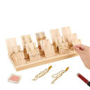 Træstativ til øreringe med 3 rækker af slots 30 × 7,5 × 9,5 cm naturligt træ bordholder til ophængning af øreringe 3