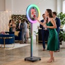 Tragbare Fotobox für iPad Q1 mit kreisförmigem RGB-Licht Rahmen für iPad 10,2 bis 13" Bluetooth-Auslöser und Fernbedienung Grau Für Hochzeiten 5