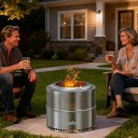 Tragbarer Feuerplatz für Camping und Garten 50 x 41,5 cm aus Edelstahl mit 360° Luftstrom silberfarben mit Tragetasche 2