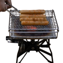 Tragbarer Gasgrill 16,5 x 16 x 4 cm Edelstahl mit Griff Camping Mini-Grill Outdoor Tischgrill für Reisen Picknick Silber 2