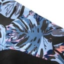 Traje de baño de mujer de cuerpo entero de 3 mm con mangas largas y cremallera en la espalda para nadar, surfear y bucear, negro con estampado azul de hojas 4