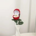 Trandafir artificial 2 în 1 cutie pentru inel 25 cm suprafață din catifea roșie ambalaj romantic cadou de logodnă 1