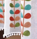 Translucent White Curtain with Branch Motif Half Curtain with Colourful Leaves Short Curtain for Rod Embroidered Kitchen Curtain Korean Style 150 x 60 cm 3