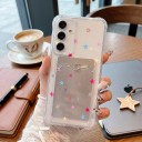 Transparant hoesje met kaarthouder voor Samsung Galaxy A35 Gele, blauwe en roze sterren Stevig Verstevigde hoeken Camera-randen Transparant 2