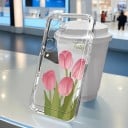 Transparante hoes voor Samsung Galaxy S24 met bloemenmotief Silikonenhuls Transparante cover Camera bescherming Achterkant hoesje voor mobiel 17