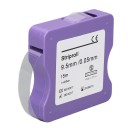 Transparante tandzijde 15 m breedte 9,5 mm dikte 0,05 mm polyesterfilm in paarse verpakking 2