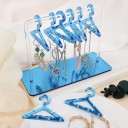 Transparent Acrylic Jewellery Stand with Hangers and Mirror Base 15 × 6 × 11 cm Desktop Organiser with Mini Hooks and Notches 3