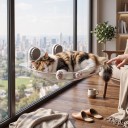 Transparent Cat Bed for Window Width 49 cm Load Capacity 20 kg Large Suction Cups Viewing Bowl on Glass Cat Lounger 2