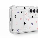 Transparent cover with card slot for Samsung Galaxy A17 5G Purple and black and pink hearts Durable Reinforced corners Edges around the lenses 2