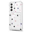 Transparent cover with card slot for Samsung Galaxy A17 5G Purple and black and pink hearts Durable Reinforced corners Edges around the lenses 4