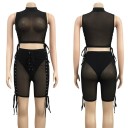 Transparent crop top og shorts til kvinder 4