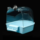 Transparent hängande fågelbad för bur, plastbadrum för papegojor och fåglar, lätt att hänga, hygienisk fjädervård 2