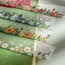 Transparent lineal med blomsterprint, 15 cm lang. Blomsterprintet gennemsigtig lineal. Lige lineal med blomstermotiv. 2