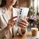 Transparent skal med kortfack för Samsung Galaxy A16 Stjärnor blå, rosa och gula Slitstark Förstärkta hörn Linsernas kanter Transparent 5