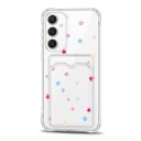 Transparent skal med kortficka för Samsung Galaxy A55 Stjärnor i gult, rosa och blått Hållbar Förstärkta hörn Kameraskydd Transparent 1