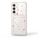 Transparent skal med kortficka för Samsung Galaxy A55 Stjärnor i gult, rosa och blått Hållbar Förstärkta hörn Kameraskydd Transparent 4