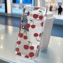 Transparent skydd för Samsung Galaxy S24 med blommotiv Silikonfodral Transparent skydd Kameraskydd Baksida för mobil 1