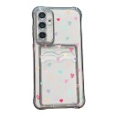 Transparent skydd med kortfack för Samsung Galaxy A55 Små färgglada hjärtan Hållbart Förstärkta hörn Kameraskydd För kort och ID 1