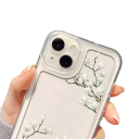 Transparent skyddsfodral för iPhone 15, vita blommande grenar 2