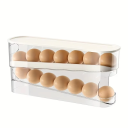Transparent Two-Tier Egg Holder for Fridge Automatic Dispenser Ladder Style Folding Organiser Storage Box Portable Space 2