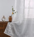 Transparente gardiner med maling til ophængning Hvide gardiner med broderede blomstermønstre Broderede blomstergardiner Luksuriøse tylgardiner 200 x 100 cm 2