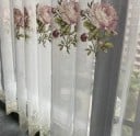 Transparenter bestickter Rosenvorhang, transparenter Voile mit Rosen, elegante Blumenstickerei, Haken zum Aufhängen, luxuriöser Tüllvorhang, 132 x 213 2