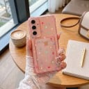 Transparentní kryt s kapsou na kartu Samsung Galaxy A15 5G Barevná srdíčka Odolný Zesílené rohy Ochrana fotoaparátu Na kartu i doklady 3