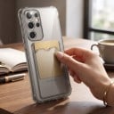 Transparentní obal na mobil Samsung Galaxy A06 s místem na kartu Odolný Chráněné rohy Kryt fotoaparátu Pružný Pro kartu i průkaz na den 9