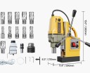 Trapano magnetico portatile 1400W elettrico con punte e accessori base magnetica giallo nera per la perforazione dei metalli 2