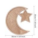 Träserveringsfat måne och stjärna 30 × 30 cm naturligt träfat för servering av mat och dekoration i hemmet 4