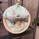 Travel Bag for Rodents Cylindrical Carrier with Handle Transparent PVC Window Ventilation Mesh Zip Fastening Size 23 x 16 cm Printed Fabric 4