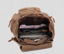 Travel Canvas Backpack with Leather Straps for School and Outings Drawstring Main Compartment with Flap Zip Pockets 42 x 28 x 16 cm 12