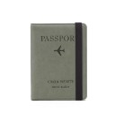 Travel Case for Passport and Documents with Elastic Strap PU Leather Cover with Passport Inscription and Airplane Motif 14.6 x 11 x 1 cm 1