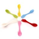 Travel Cutlery 3-in-1 Spoon, Fork and Knife in One Piece Set of 6 Pieces Double-Sided Plastic Cutlery 18 cm Long for Travel and Camping 5