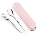 Travel Cutlery Set Stainless Steel Spoon and Fork in Plastic Case 20 x 5 cm Length of Spoon 16.7 cm and Fork 17 cm For Trips and Holidays 2