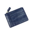 Travel Document and Card Case Made of Genuine Leather Zip Pocket and Compartments on the Front Crocodile Pattern Relief Dimensions 12.5 x 7