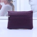 Travel Document and Card Pouch with Two Zips Main Compartment and Front Pocket PU Leather with Grainy Surface Size 10.5 x 8 x 1 cm 12