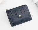 Travel Wallet for Payment Cards with Zip Pocket Slim PU Leather Case with Slots and Snap Button 12 x 9.5 x 1 cm 5