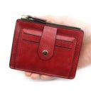 Travel Wallet for Payment Cards with Zip Pocket Slim PU Leather Case with Slots and Snap Button 12 x 9.5 x 1 cm 9