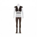 Travestimento Shrek per Adulti Completo Costume Gilet Maglietta Pantaloni Cintura Copriscarpe e Berretto con Orecchie Poliestere Marrone Bianco 6