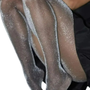 Trblietavé pančucháče dámske bezšvové s perleťovým efektom, univerzálna veľkosť do 65 kg, elastan a nylon, na leto, párty aj denné nosenie 11