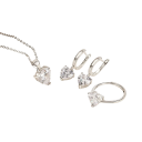 Tre-delad romantisk set i silver 925 Hjärtmotiv Örhängen Ring Halsband Dam presentset smycken 5