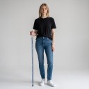 Trekingová hůl 103,5 cm 5dílná Pěnová rukojeť s poutkem Vyměnitelné nástavce vidlička i nůž a oštěp S kompasem a pouzdrem Tmavě modrá 4