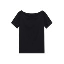 Tričko s odhalenými rameny Volný střih Ležérní dámský top Elegantní pohodlný styl Módní tričko do práce i na volný čas 3