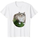 Tricou cu imprimeu cu o pisică întinsă pe un pepene verde. Motiv amuzant cu animale. Design 3D realist. Stil casual. Cadou original 2