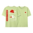 Tricou cu mânecă scurtă și imprimeu de mașină sportivă în stil japonez cu soare roșu și munți pe spate și pe piept unisex 14