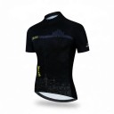 Tricou de ciclism pentru bărbați cu mânecă scurtă, fermoar pe toată lungimea, 90 % poliester și 10 % Lycra, negru cu detalii gri și galbene 1