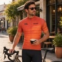 Tricou de ciclism pentru bărbați cu mânecă scurtă și fermoar complet, cu un model de linii orizontale de viteză pentru bicicletă, de culoare 5