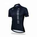 Tricou de ciclism pentru bărbați cu mânecă scurtă și fermoar pe toată lungimea Material elastic 90 % poliester și 10 % Lycra cu dungi albastre 1
